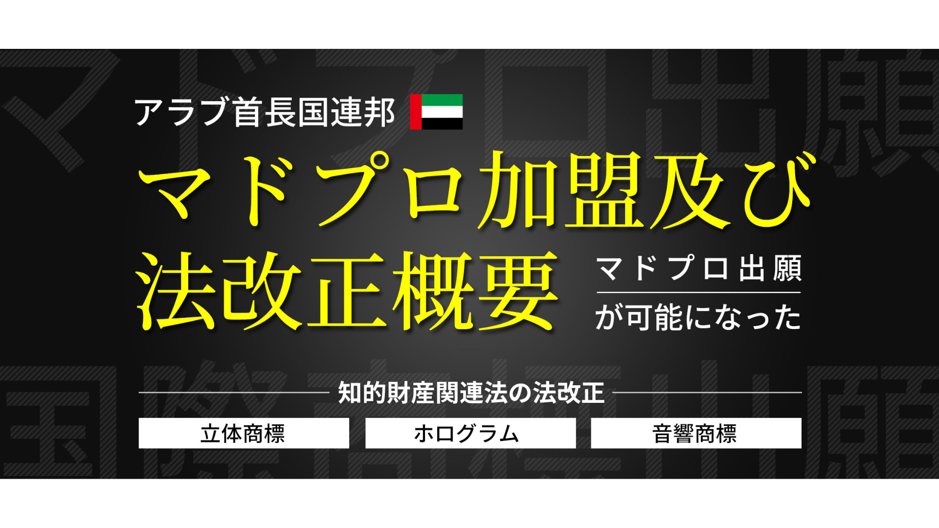 【アラブ首長国連邦（UAE）】マドプロ加盟及び法改正概要