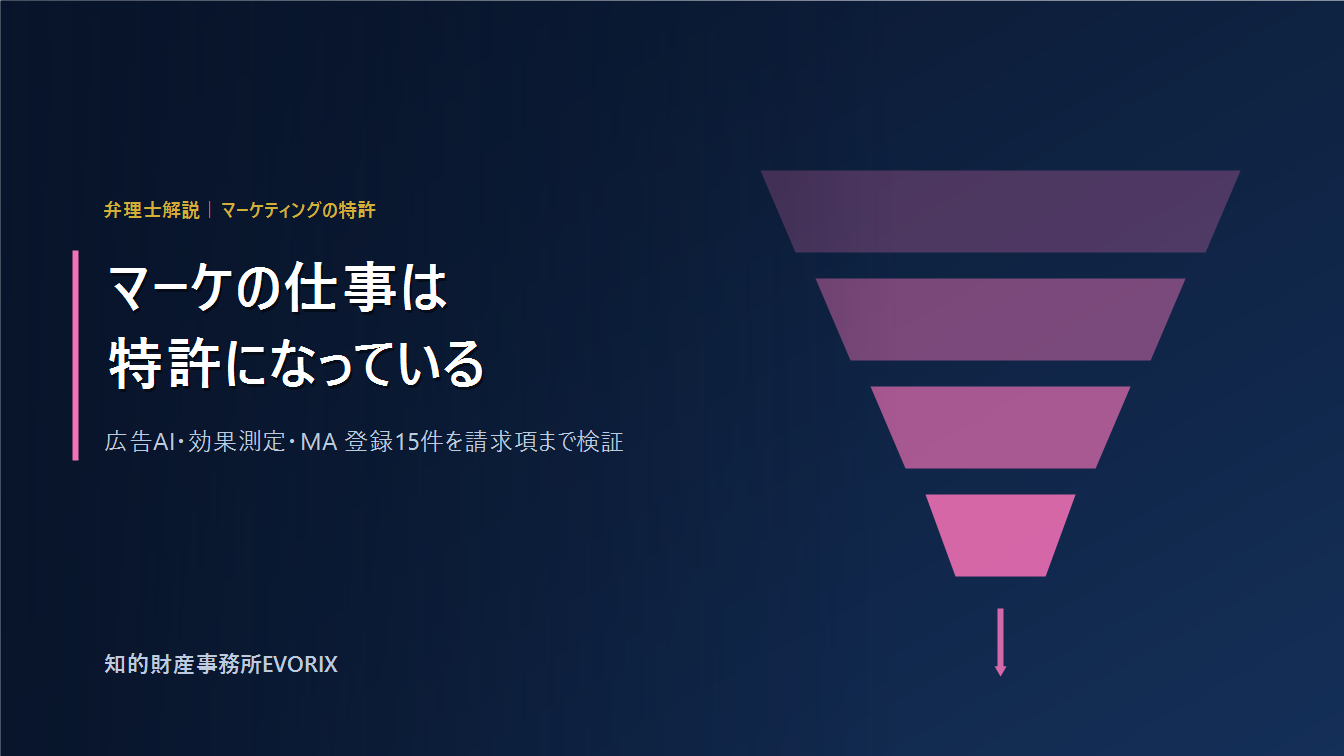 マーケティング分野の登録特許15件を弁理士が解説｜広告AI・効果測定・MA｜知的財産事務所EVORIX