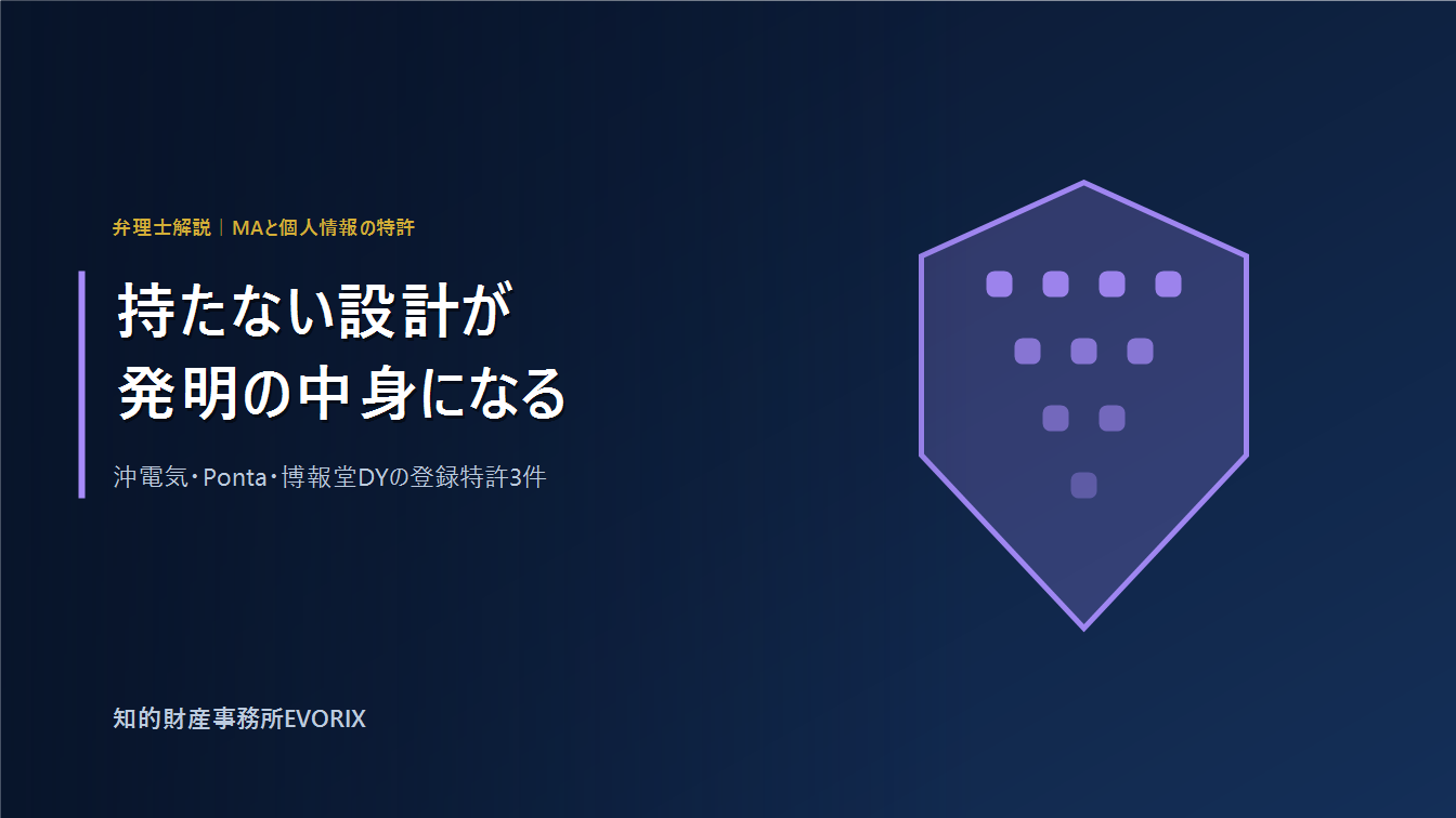 MA・顧客データのプライバシー設計を権利化した登録特許3件｜知的財産事務所EVORIX