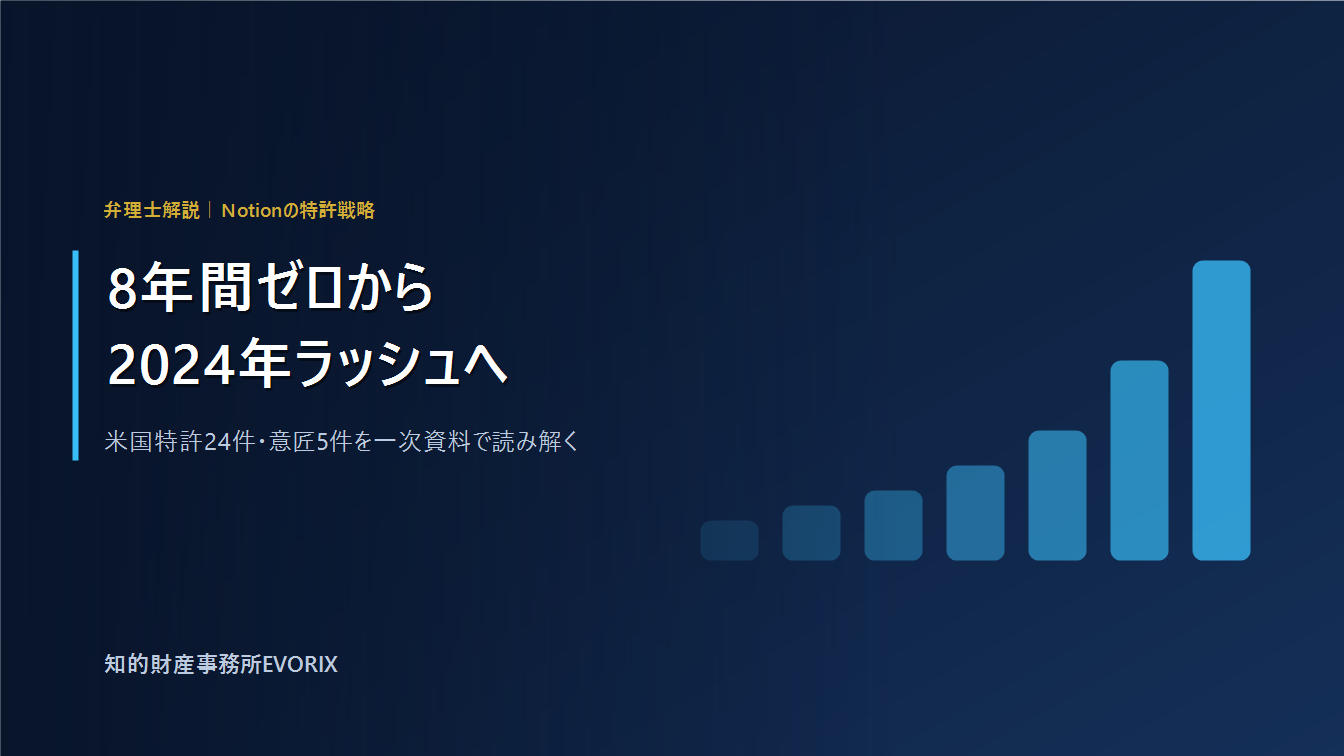 Notionの特許戦略を弁理士が解説｜米国特許24件・意匠5件の分析｜知的財産事務所EVORIX